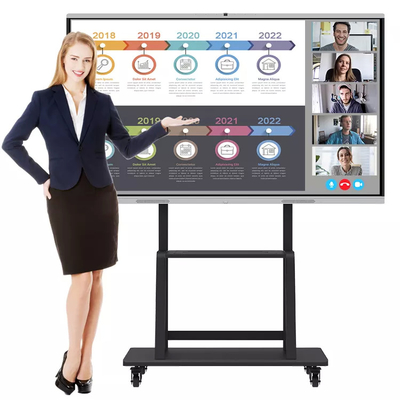 LCD Layar Interaktif 4K UHD 98 Inci Panel Datar Interaktif Cerdas